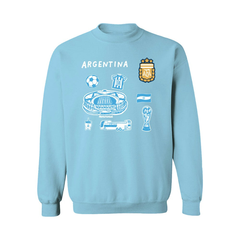 Argentina National Team Vive La Fete Women's Impressions Icons Sweatshirt for sale - Light Blue 