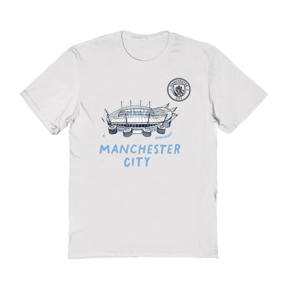 Manchester City Vive La Fete Women's Stadium Style T-Shirt Discount - White 