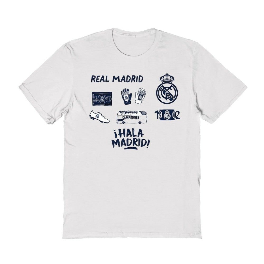 Real Madrid Vive La Fete Women's Impressions Icons T-Shirt Discount - White 