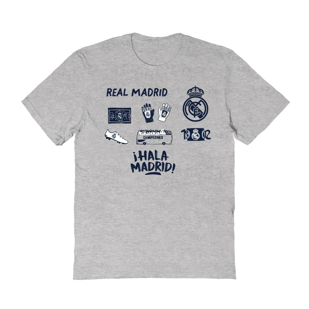 Real Madrid Vive La Fete Women's Impressions Icons T-Shirt Discount - Gray 