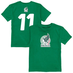 Santiago Gimenez Mexico National Team Vive La Fete Youth Player Name & Number Color Badge T-Shirt for sale - Green 