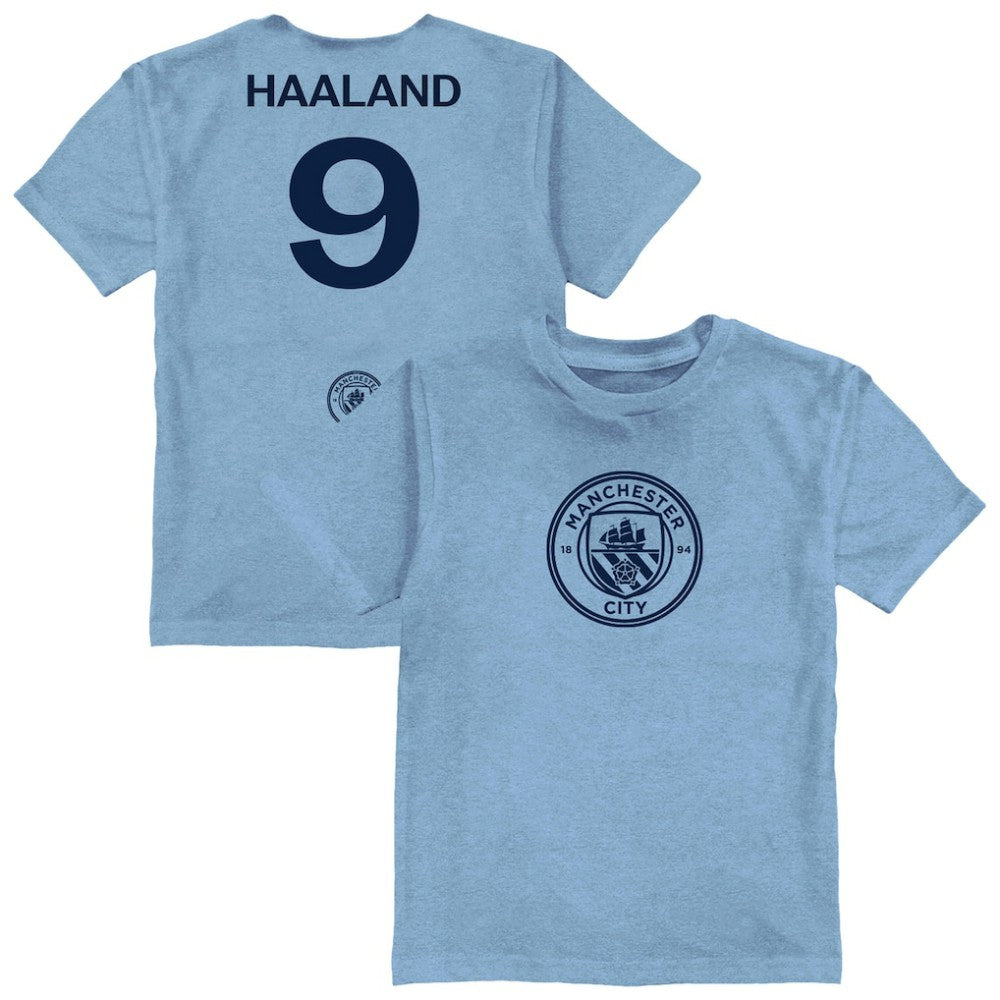 Erling Haaland Manchester City Vive La Fete Toddler Player Name & Number Color Badge T-Shirt Discount - Light Blue 