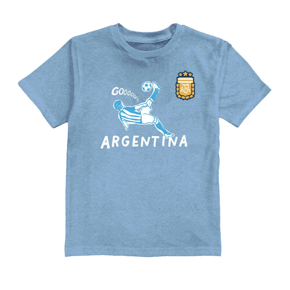 Lionel Messi Argentina National Team Vive La Fete Toddler Player Name & Number Chilena Style T-Shirt for sale - Light Blue 