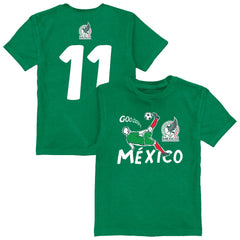 Santiago Gimenez Mexico National Team Vive La Fete Toddler Player Name & Number Chilena Style T-Shirt for sale - Green 