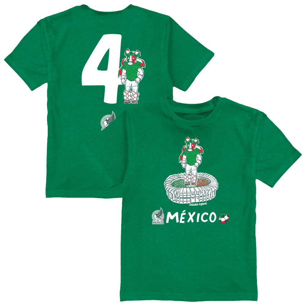 Edson Álvarez Mexico National Team Vive La Fete Youth Player Name & Number Stadium Style T-Shirt for sale - Green 