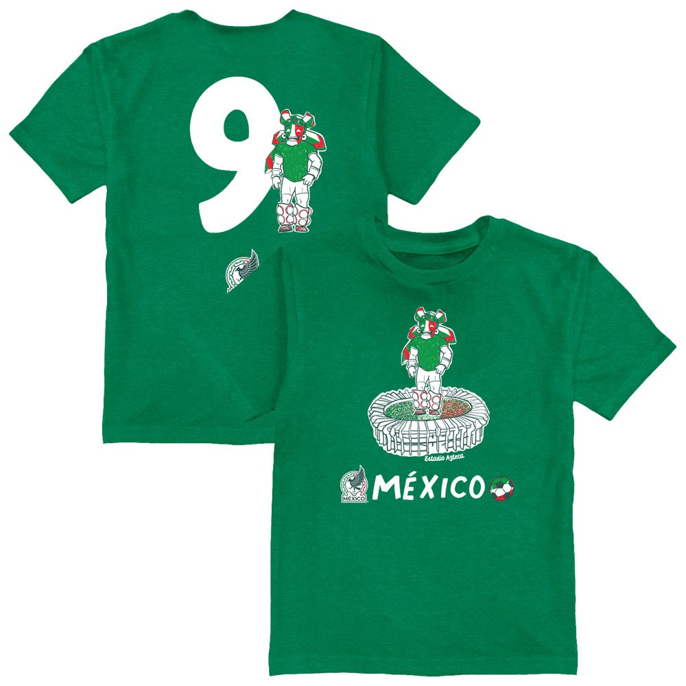 Raúl Jiménez Mexico National Team Vive La Fete Youth Player Name & Number Stadium Style T-Shirt for sale - Green 