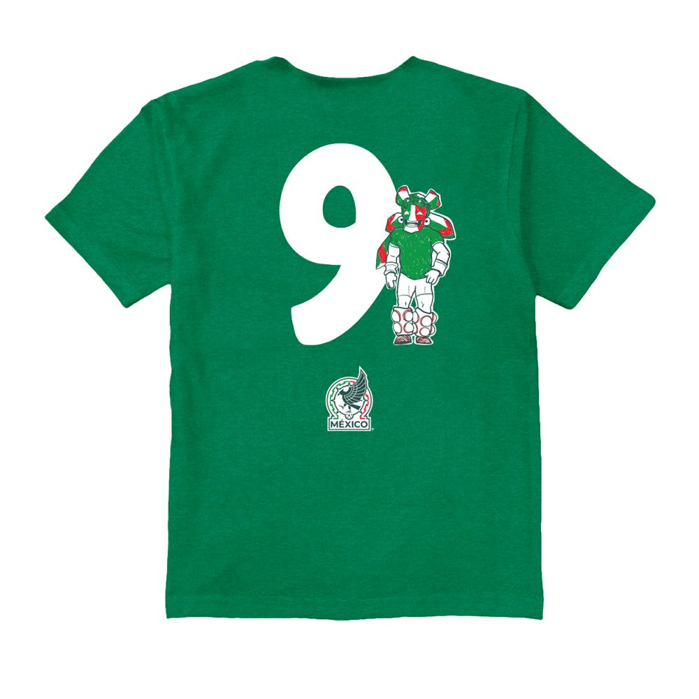 Raúl Jiménez Mexico National Team Vive La Fete Youth Player Name & Number Stadium Style T-Shirt for sale - Green 