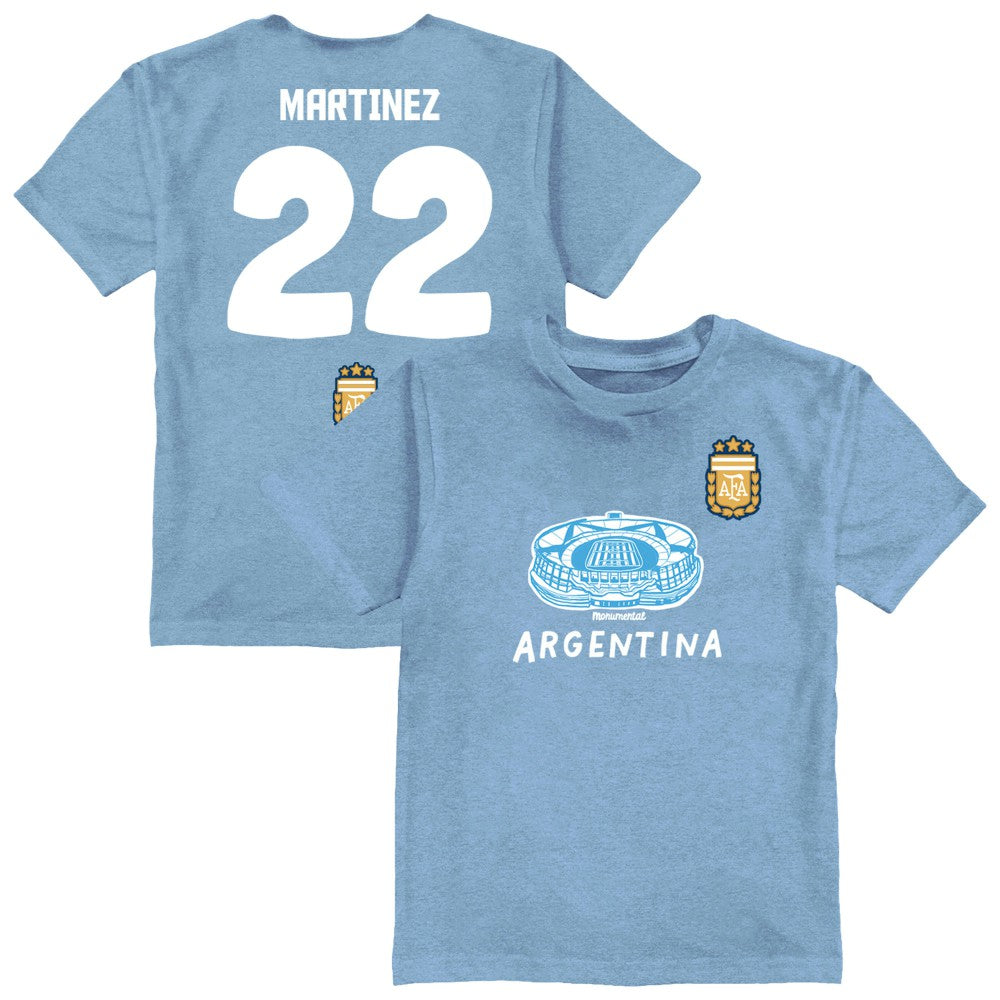 Lautaro Martinez Argentina National Team Vive La Fete Toddler Player Name & Number Stadium Style T-Shirt for sale - Light Blue 