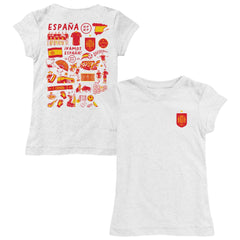 Spain National Team Vive La Fete Girls Toddler Impressions Artwork Fitted T-Shirt for sale - White 