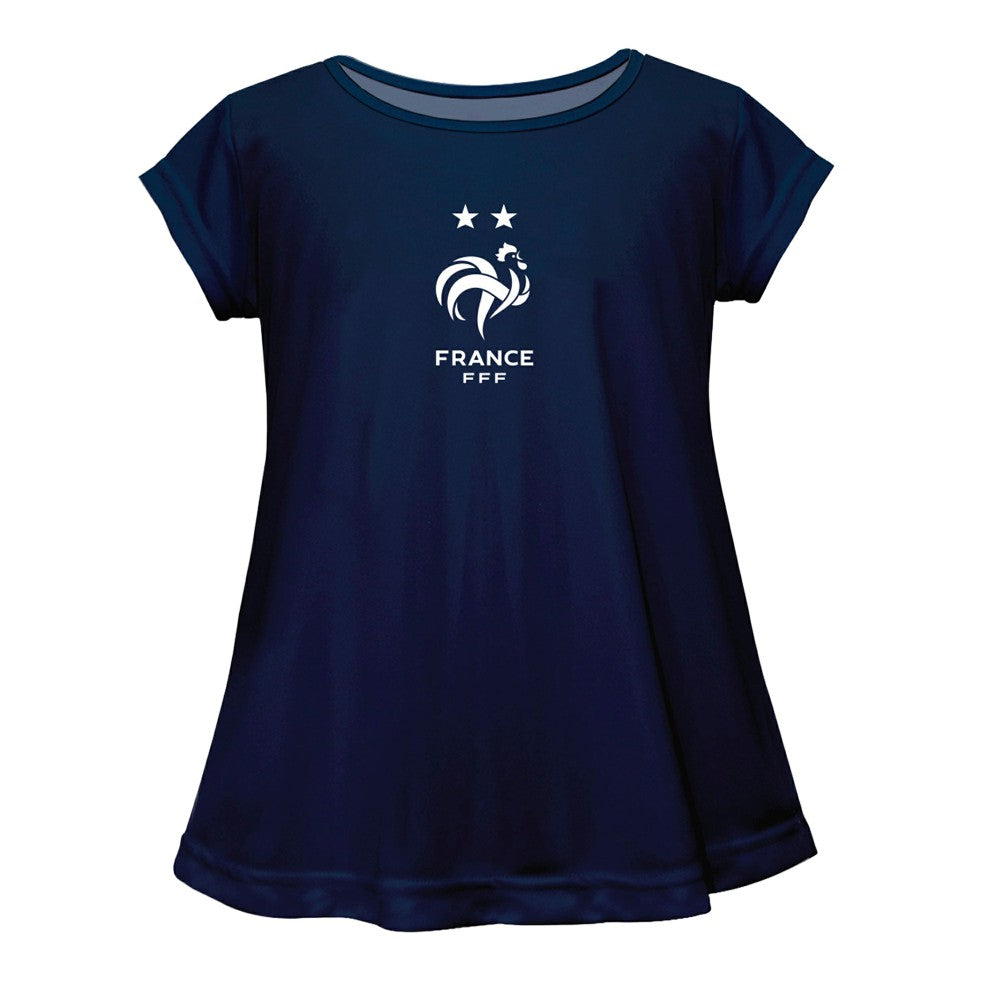 France National Team Vive La Fete Girls Youth Color Badge A-Line Top for sale - Navy 