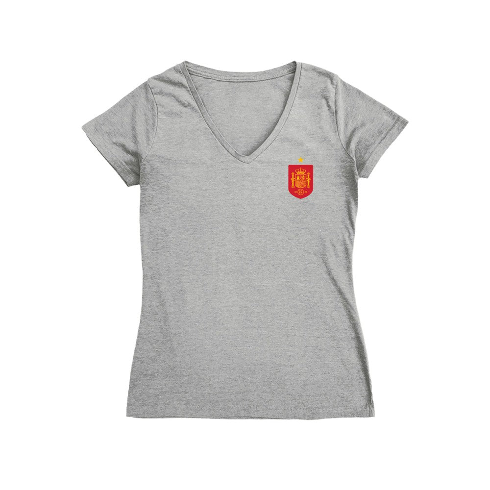 Spain National Team Vive La Fete Women's Impressions Artwork V-Neck Fitted T-Shirt for sale - Gray 