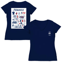 France National Team Vive La Fete Women's Impressions Artwork V-Neck Fitted T-Shirt for sale - Navy 