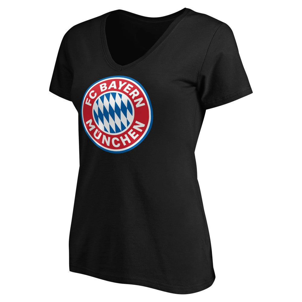 Bayern Munich Women's Logo V-Neck T-Shirt on sale - Black 