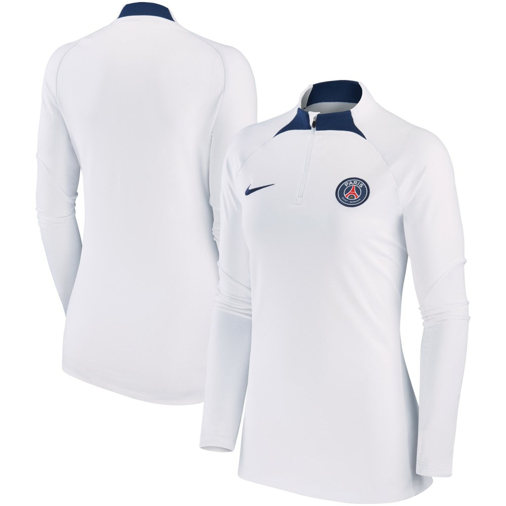 Paris Saint-Germain Women's Strike Drill Raglan Performance Quarter-Zip Top on sale - White 