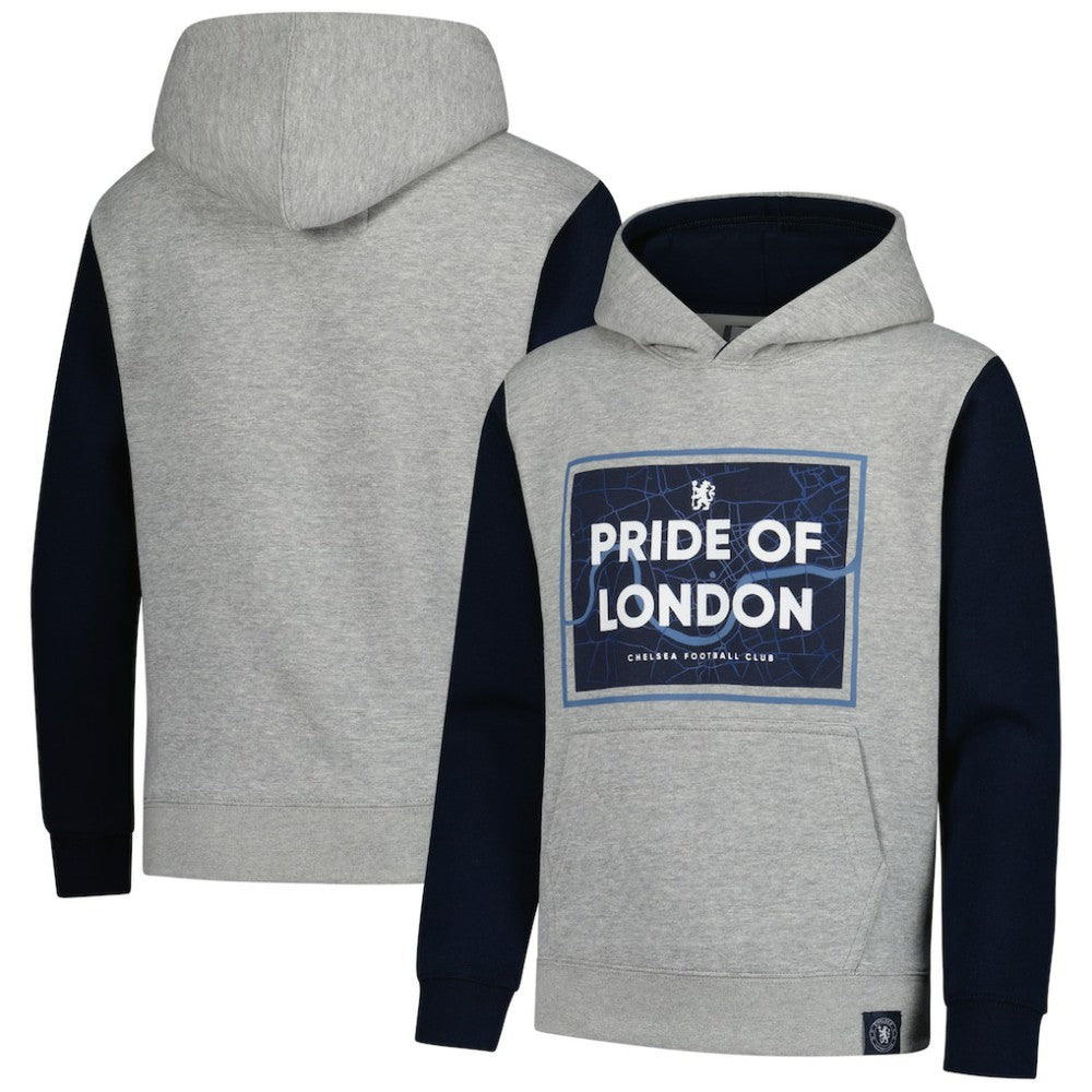 Chelsea Youth Club Pullover Hoodie on sale - Heathered Gray/Navy 