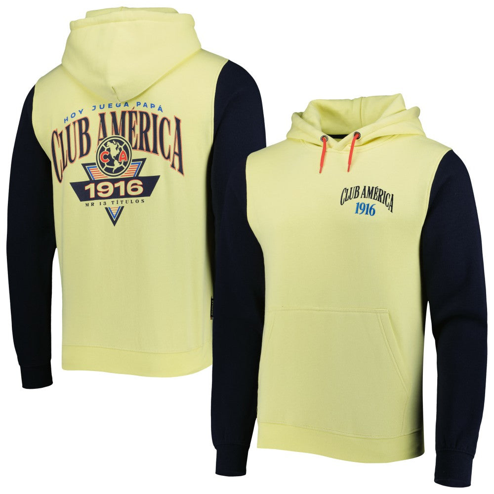 Club America Retro Raglan Pullover Hoodie Discount - Yellow 