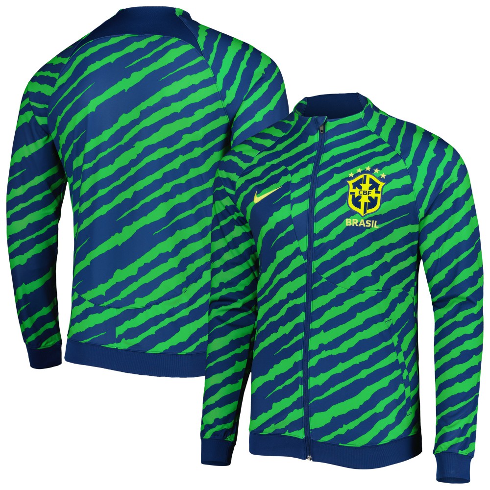 Brazil National Team 2022 Academy Pro Anthem Performance Raglan Full-Zip Jacket for sale - Blue/Green 