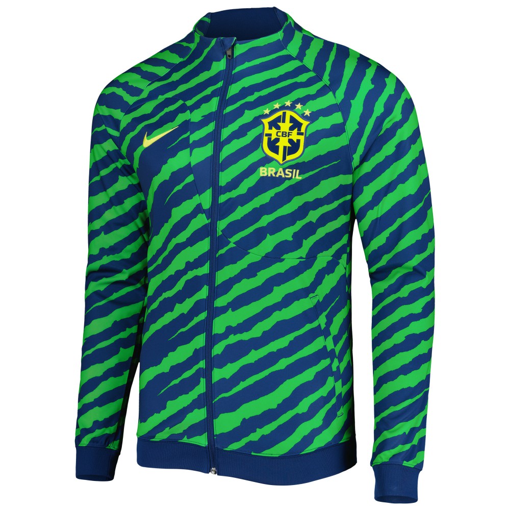 Brazil National Team 2022 Academy Pro Anthem Performance Raglan Full-Zip Jacket for sale - Blue/Green 