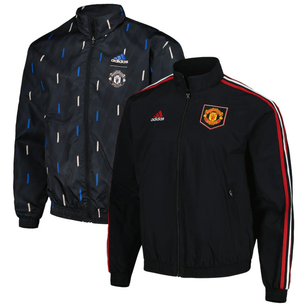 Manchester United 2022/23 On-Field Team Logo Anthem Reversible Full-Zip Jacket Discount - Black 