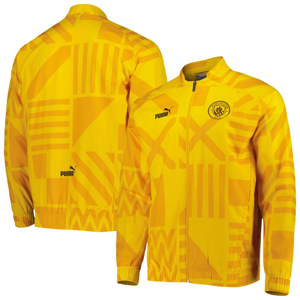 Manchester City Pre-Match Raglan Full-Zip Training Jacket Discount - Yellow 
