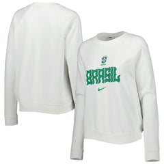 Brazil National Team Women's Lockup Varsity Tri-Blend Raglan Pullover Sweatshirt for sale - White 