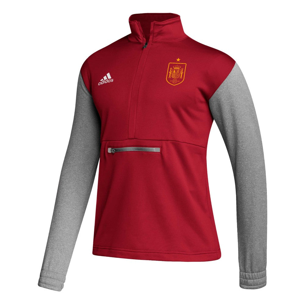 Spain National Team Crest Long Sleeve Half-Zip Top for sale - Red 
