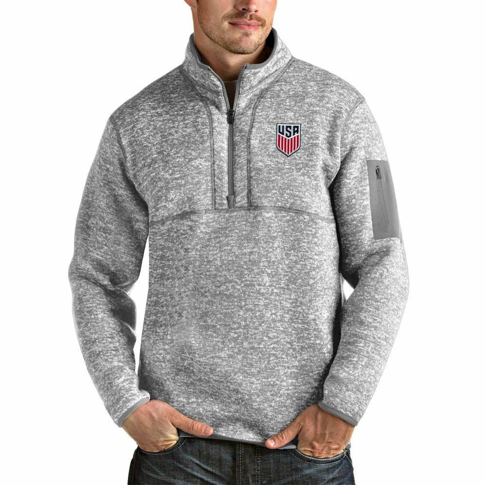 USMNT Antigua Fortune Quarter-Zip Pullover Jacket for sale - Gray 