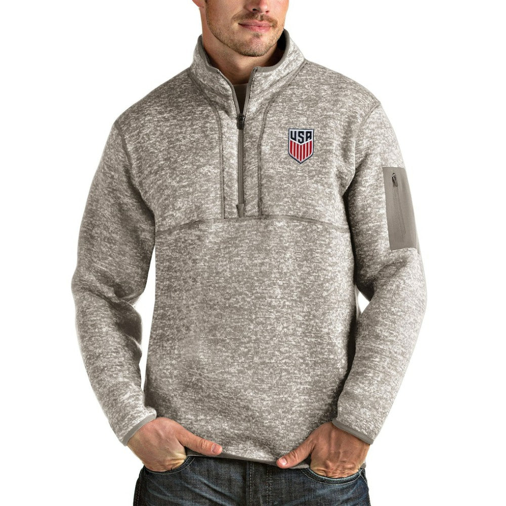 USMNT Antigua Fortune Quarter-Zip Pullover Jacket for sale - Oatmeal 