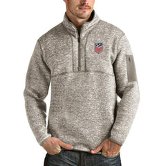 USMNT Antigua Fortune Quarter-Zip Pullover Jacket for sale - Oatmeal 