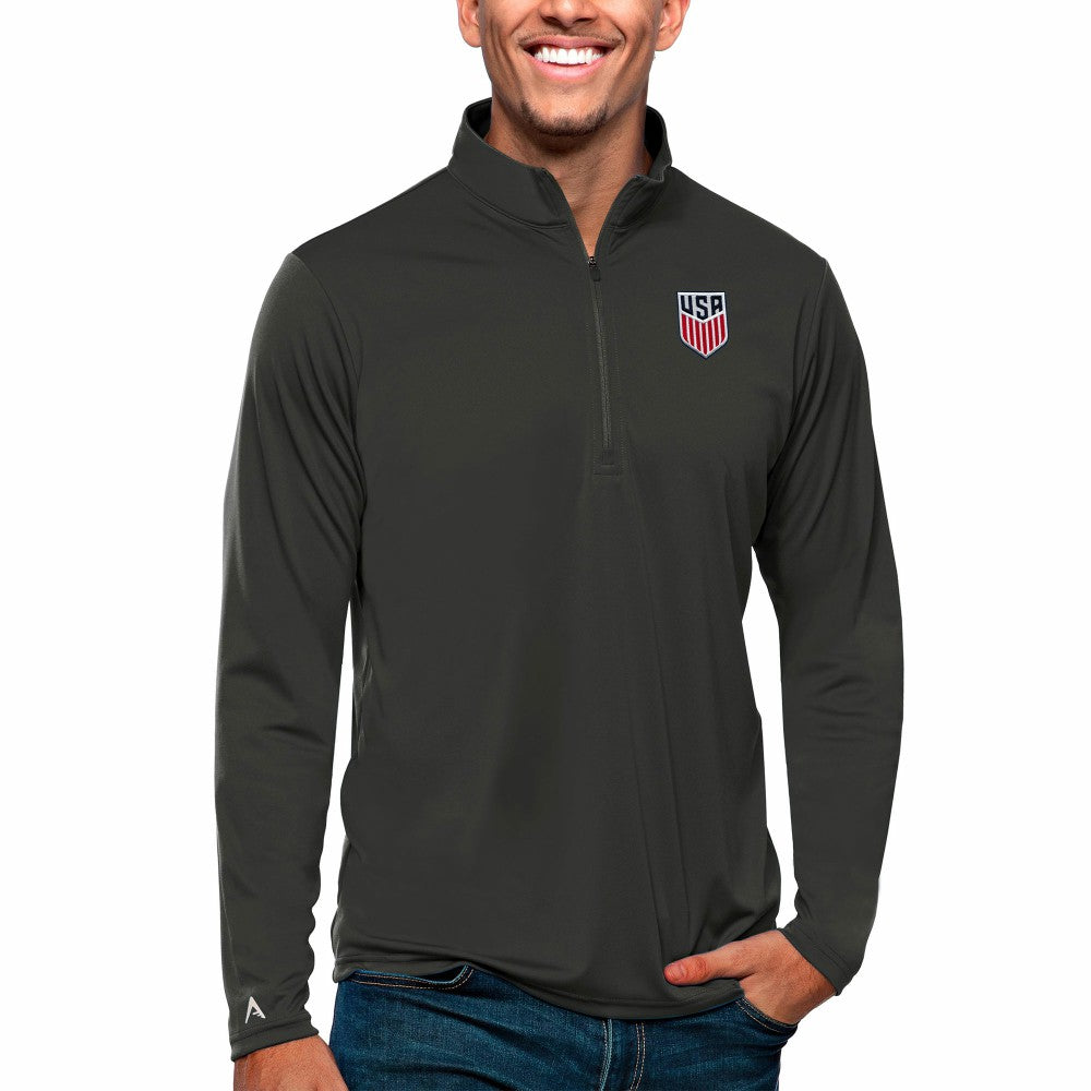 USMNT Antigua Tribute Quarter-Zip Pullover Top for sale - Charcoal 