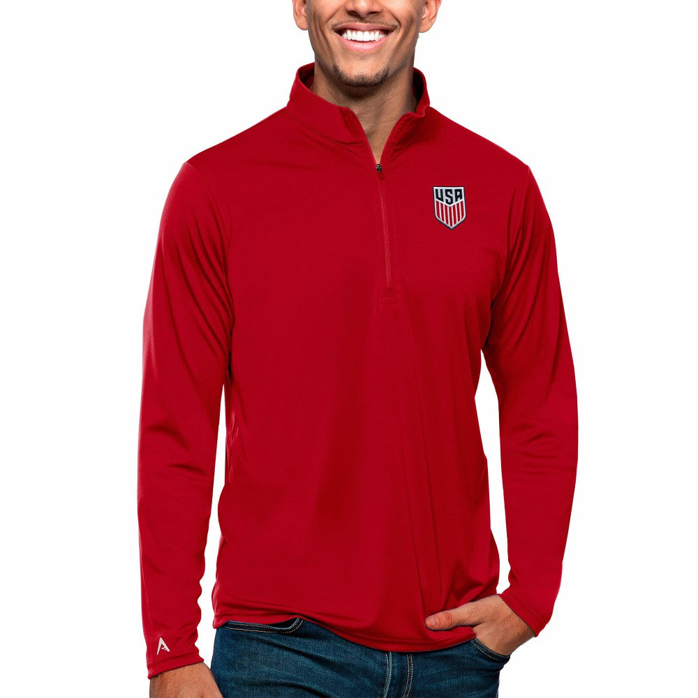 USMNT Antigua Tribute Quarter-Zip Pullover Top for sale - Red 