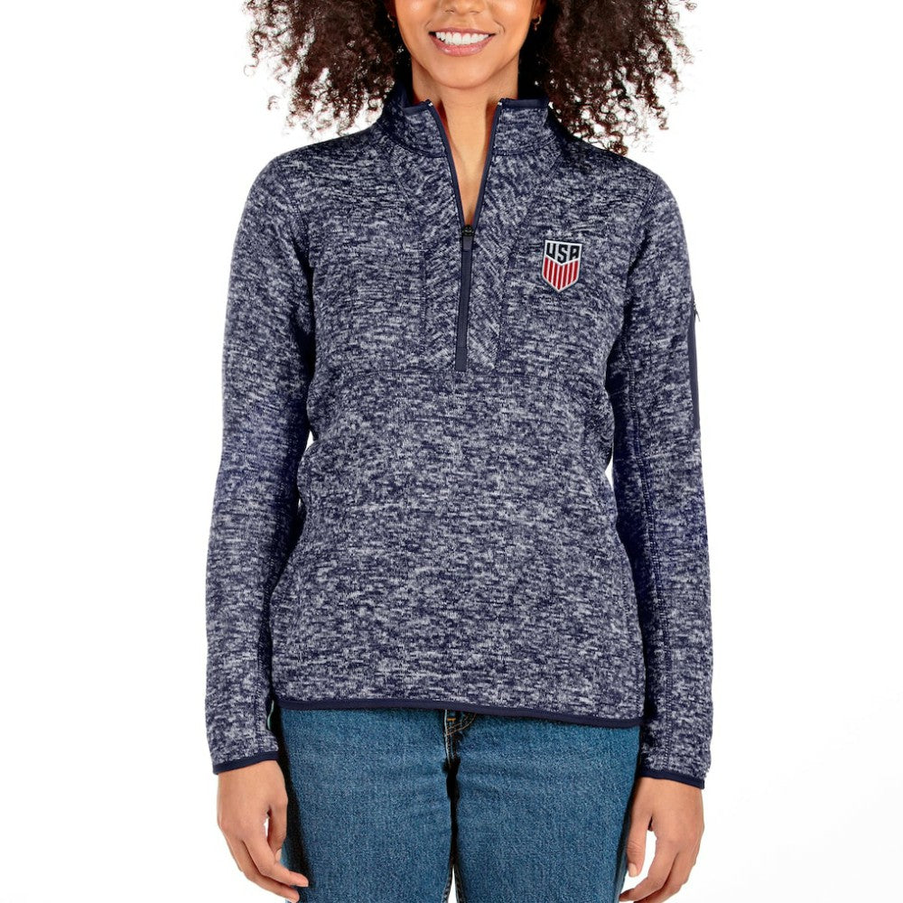 USWNT Antigua Women's Fortune Half-Zip Pullover Jacket on sale - Heather Navy 