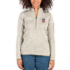 USWNT Antigua Women's Fortune Half-Zip Pullover Jacket on sale - Oatmeal 