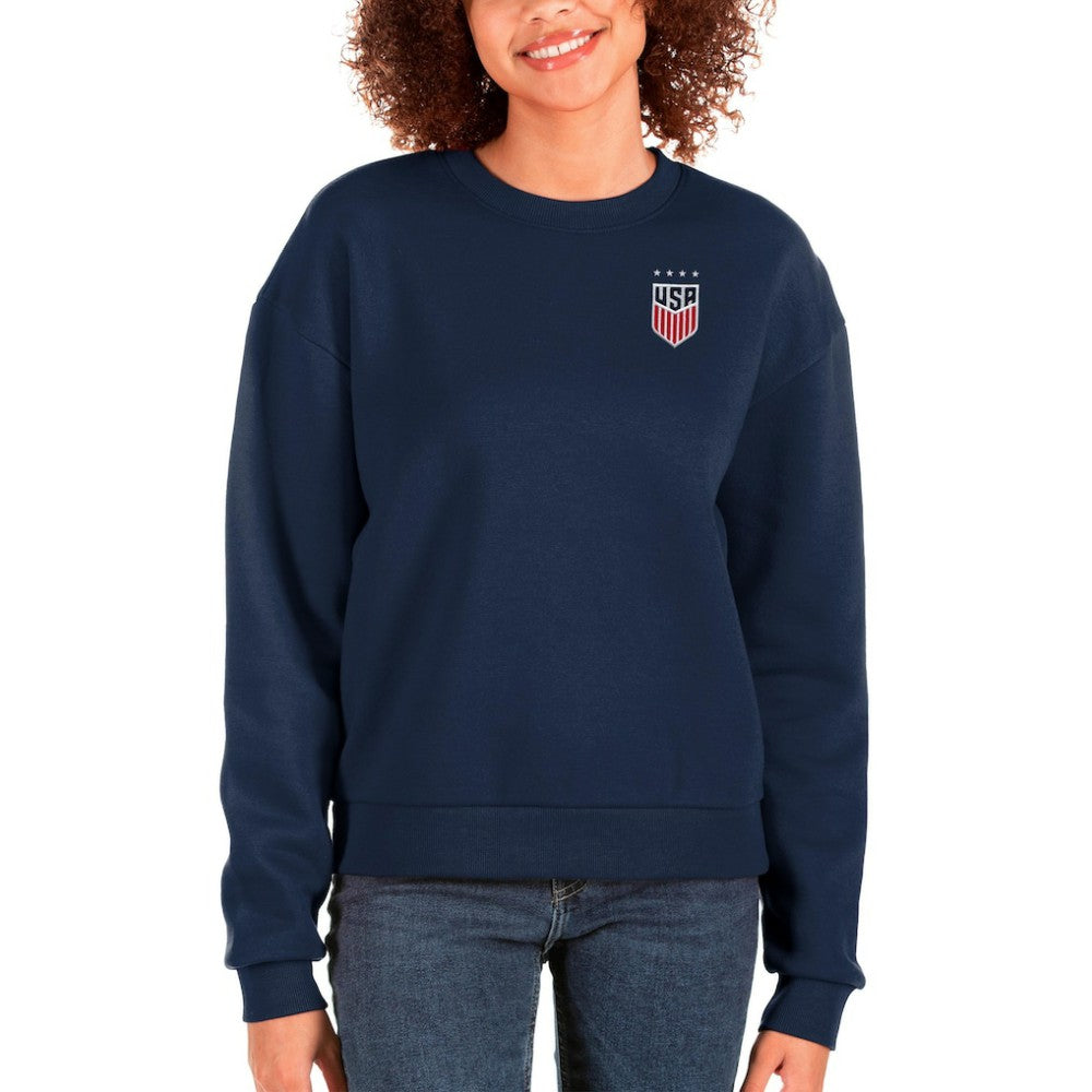 USWNT Antigua Women's Victory Crewneck Pullover Sweatshirt on sale - Navy 
