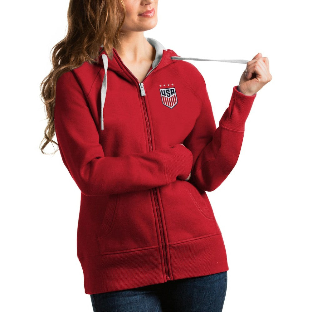 USWNT Antigua Women's Victory Full-Zip Hoodie on sale - Red 