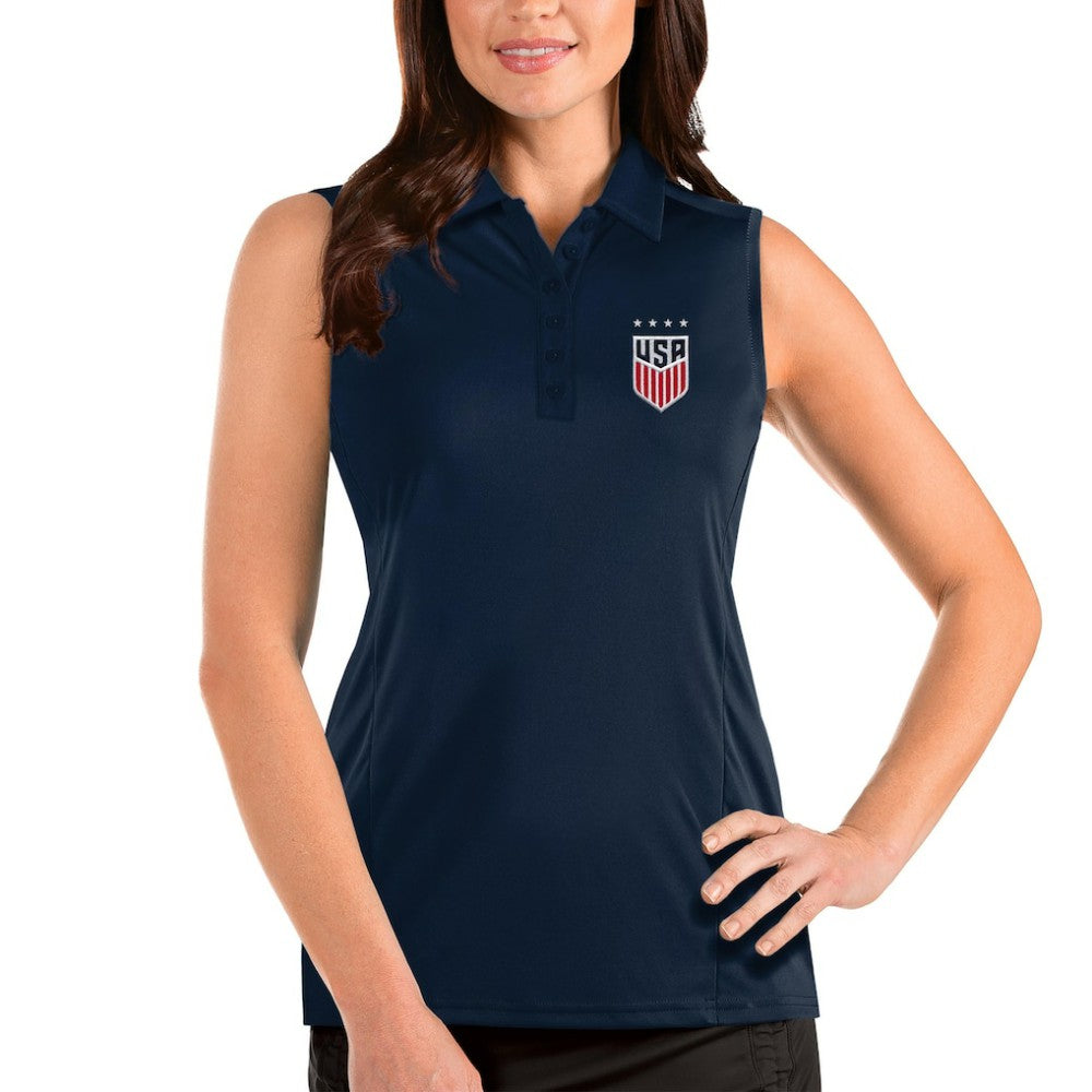 USWNT Antigua Women's Tribute Sleeveless Polo on sale - Navy 