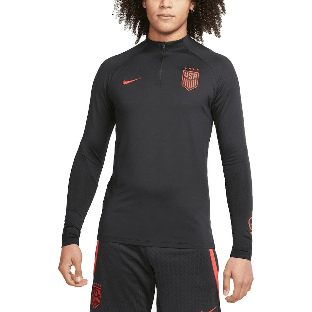 USWNT 2023 Strike Drill Performance Raglan Quarter-Zip Long Sleeve Top on sale - Black 