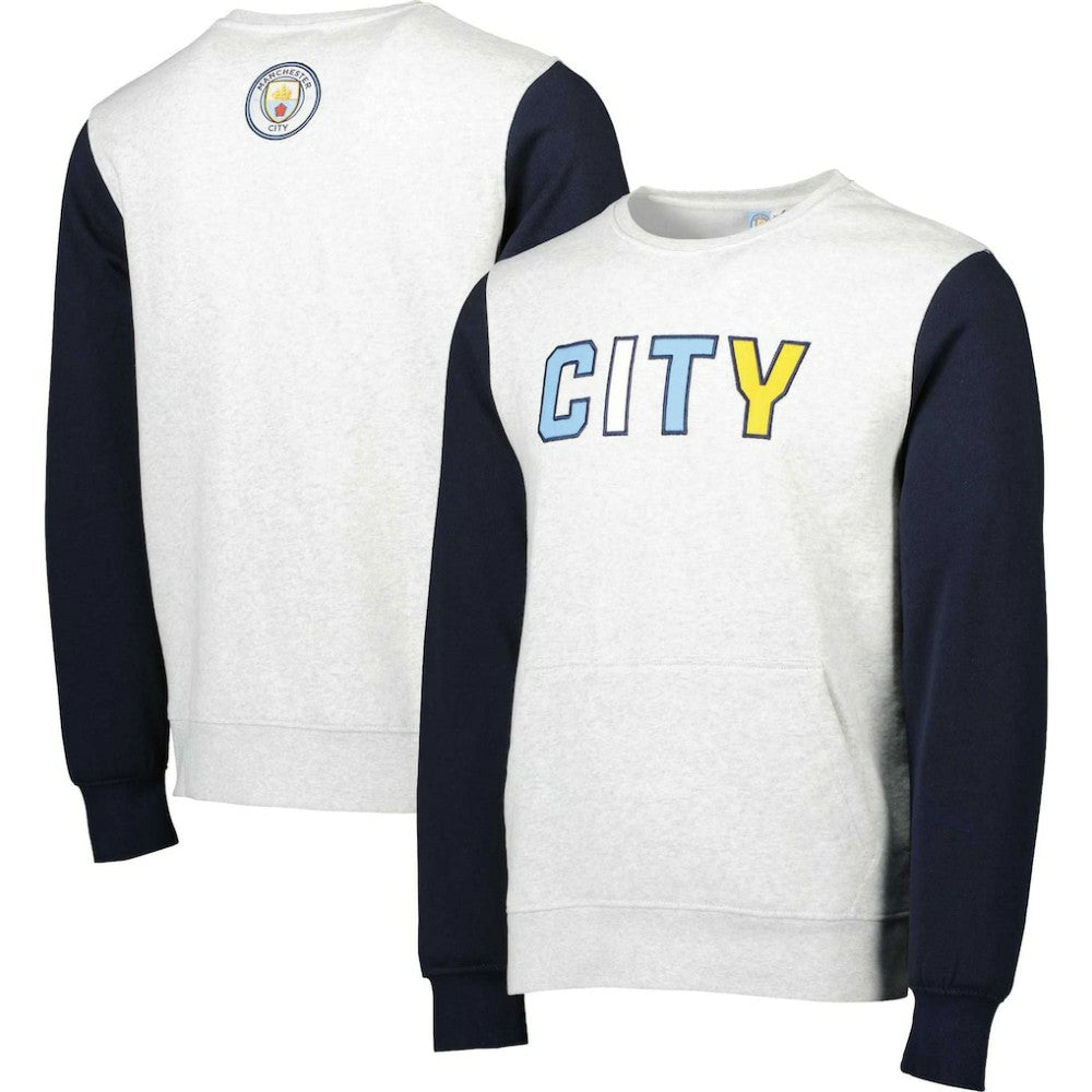 Manchester City Kangaroo Pullover Sweatshirt Discount - Gray/Navy 