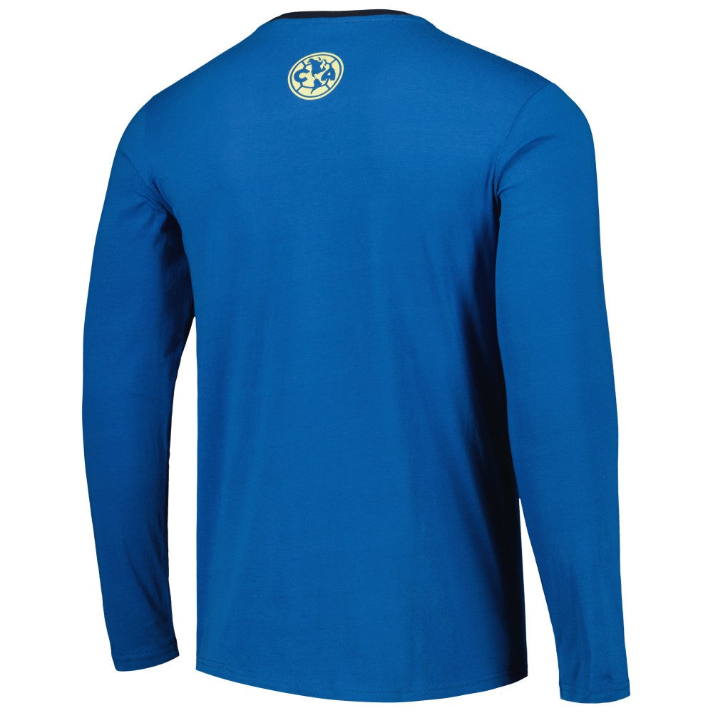 Club America Slogan Long Sleeve T-Shirt Discount - Blue 