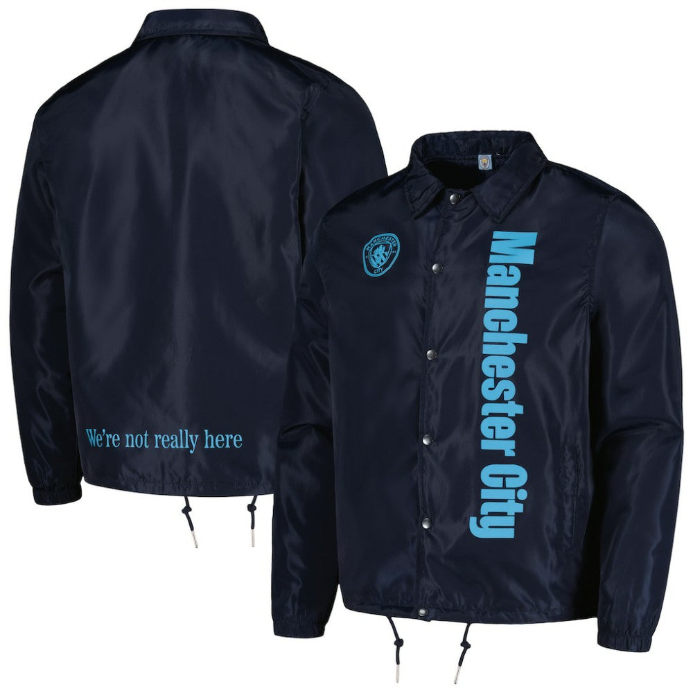 Manchester City Coaches Full-Snap Jacket Discount - Navy 