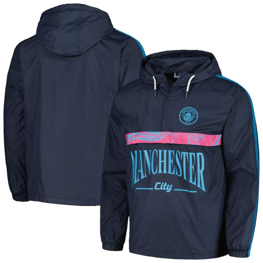 Manchester City Anorak Hoodie Half-Zip Jacket Discount - Navy 