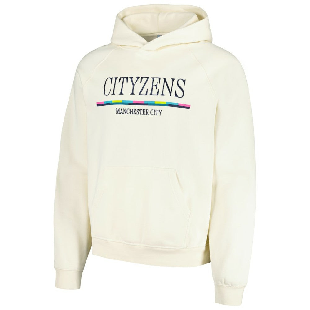 Manchester City Team Stripe Oversized Pullover Hoodie Discount - Cream 