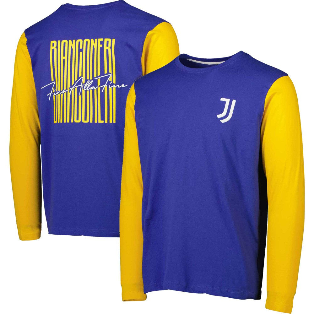 Juventus Blocked Long Sleeve T-Shirt Discount - Blue/Yellow 