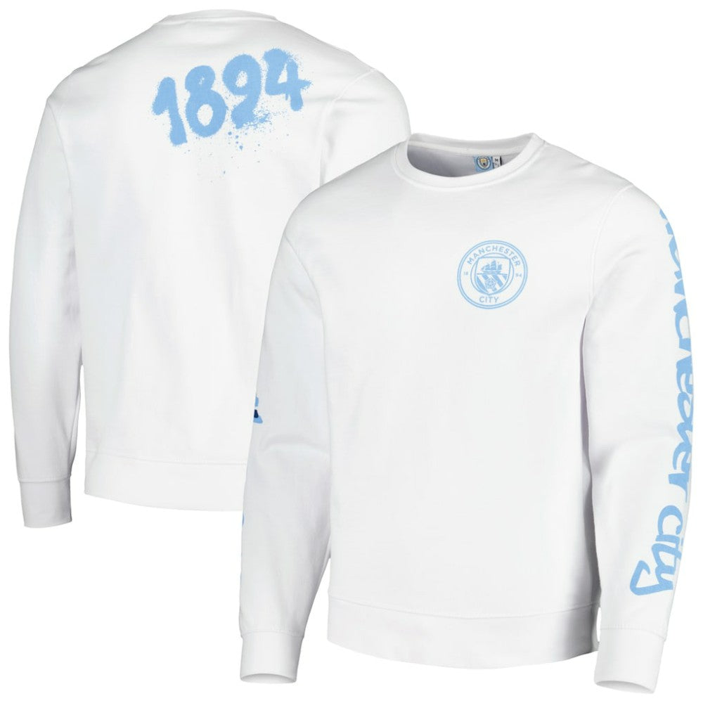 Manchester City Graffiti Pullover Sweatshirt Discount - White 