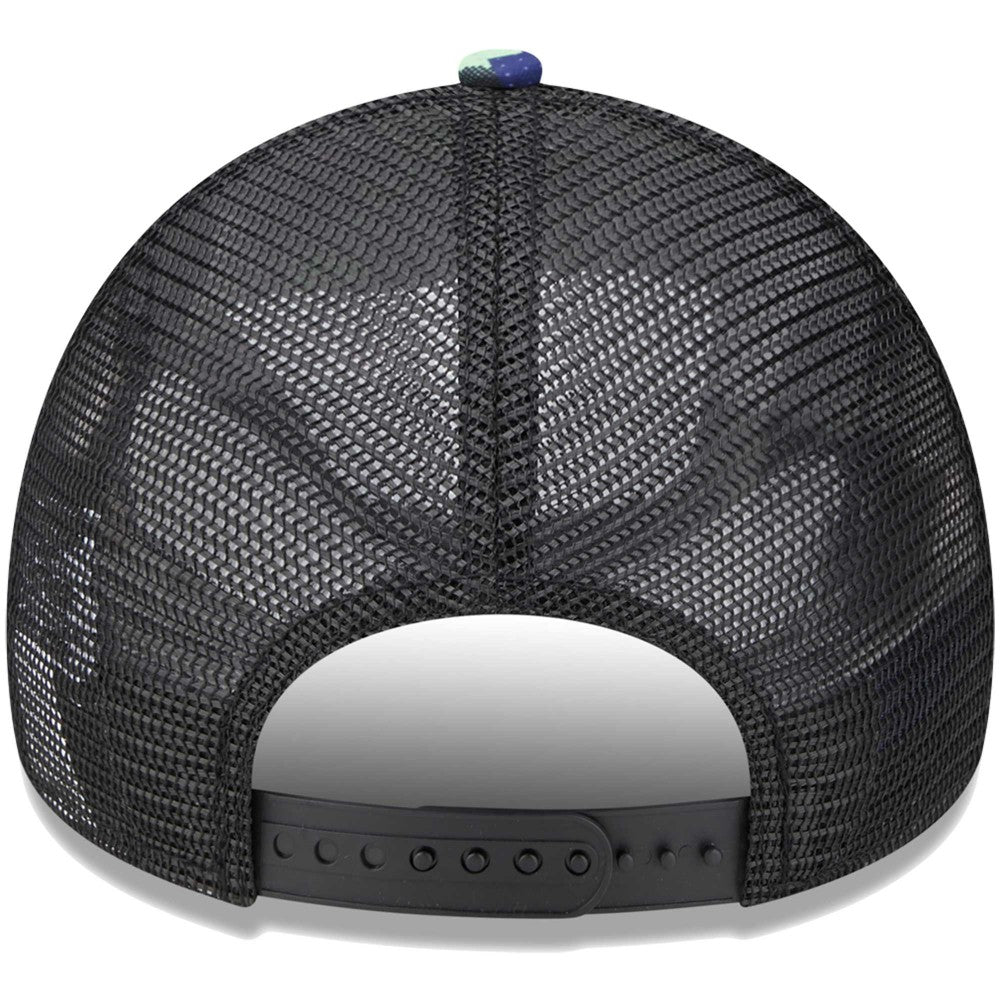 Tottenham Hotspur New Era Black Glitch All Over Print E-Frame Trucker Adjustable Hat 