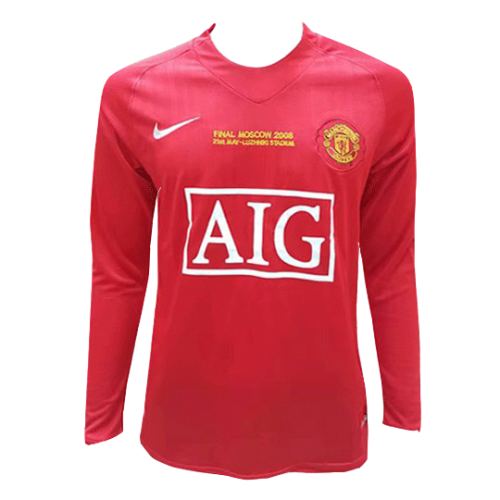 Retro Manchester United UCL Final Home Long Sleeve Jersey 2007/08 