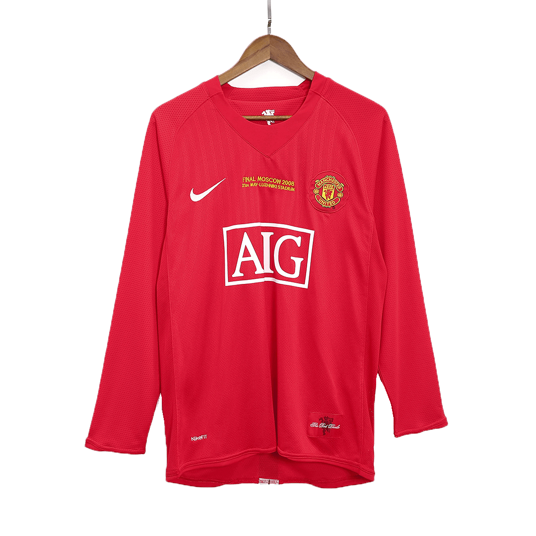 Retro Manchester United UCL Final Home Long Sleeve Jersey 2007/08 