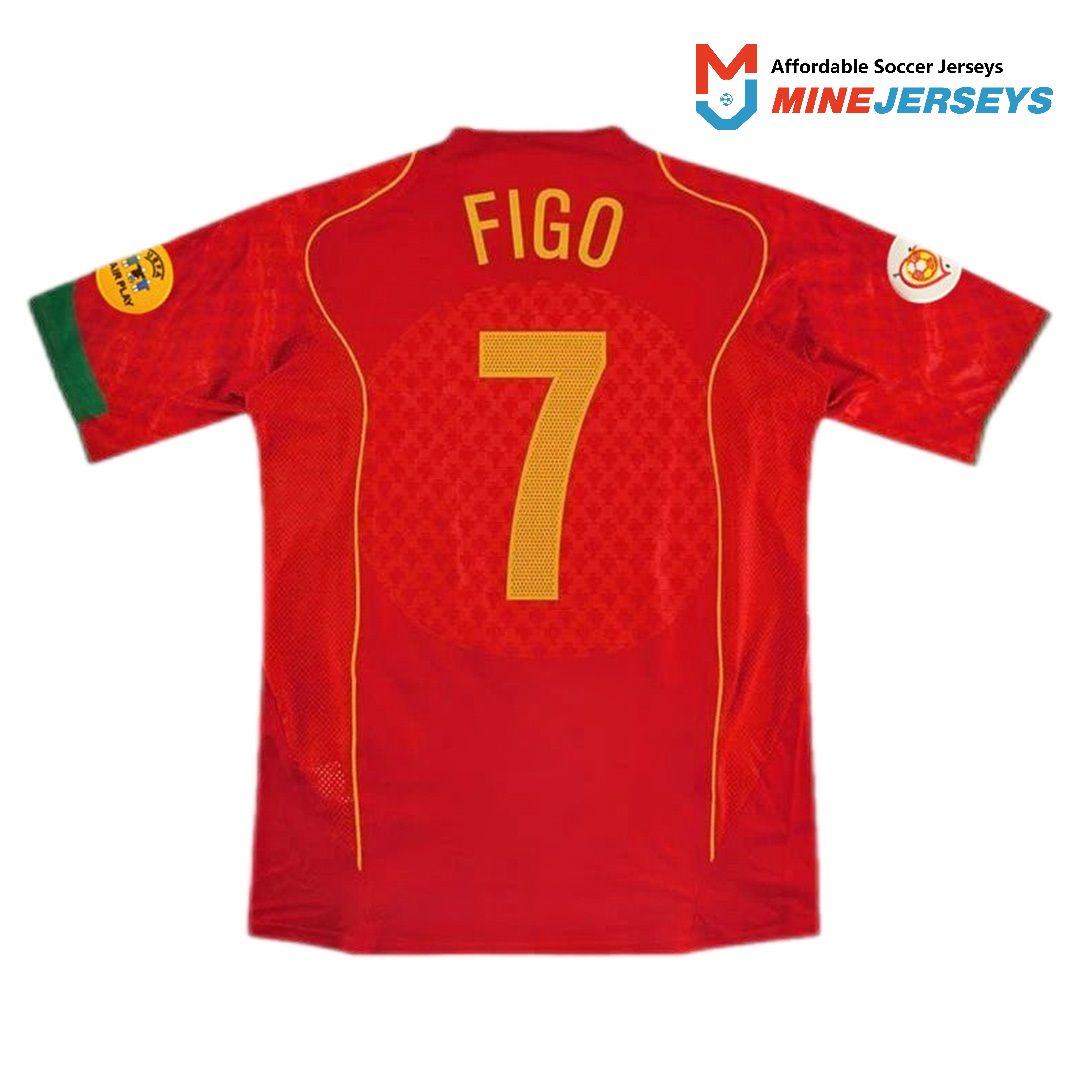 Figo #7 Retro Portugal Home Jersey Euro 2004 