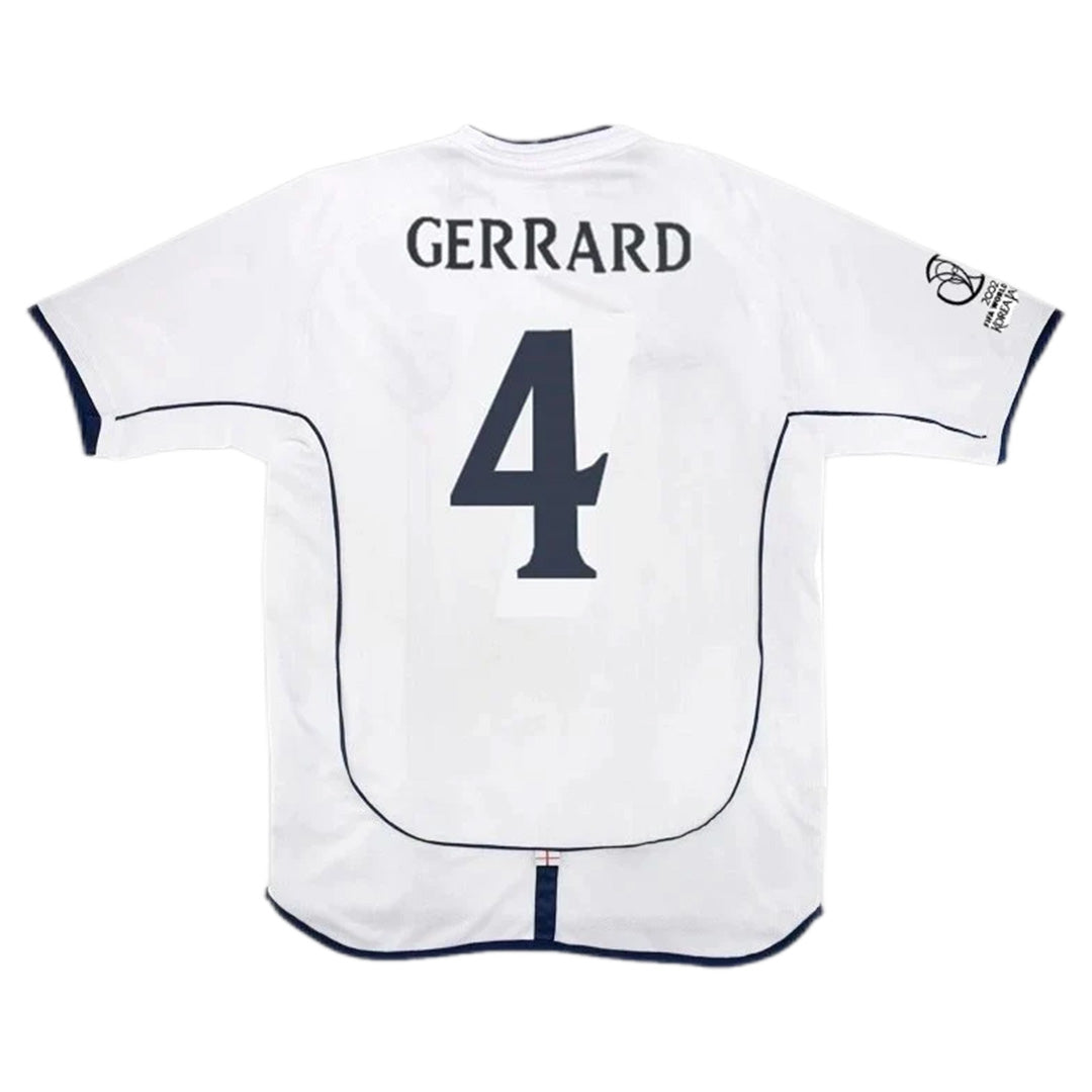 Gerrard #4 Retro England Home Jersey World Cup 2002 