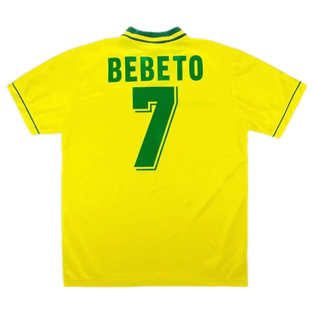 BEBETO #7 Retro Brazil Home Jersey World Cup 1994 